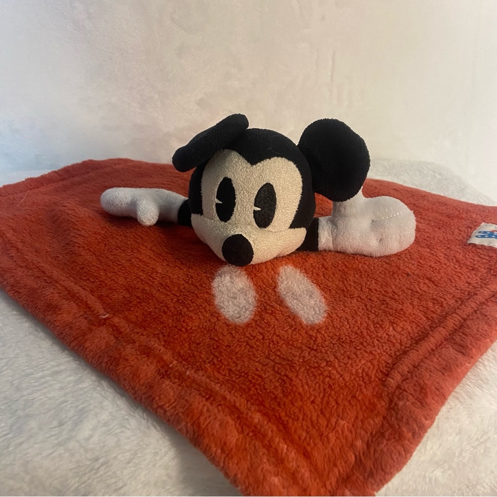 Disney Junk Food Mickey Mouse Lovey Red Plush 12x12 Security Blanket